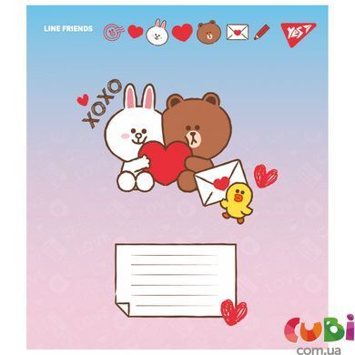 Зошит учнівський А5/12 коса лінія, Yes Line Friends. Love letter.