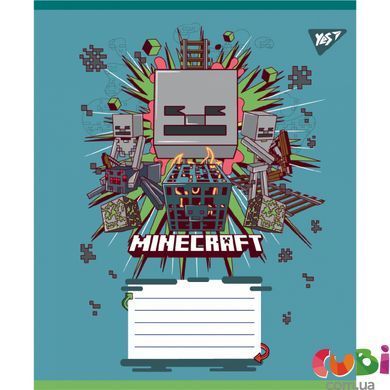 Зошит учнівський шкільний, А5 12 коса лінія, Yes Minecraft Heroes, 767578
