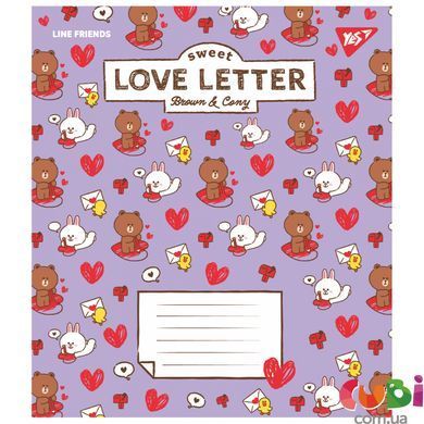 Зошит учнівський А5/12 коса лінія, Yes Line Friends. Love letter.
