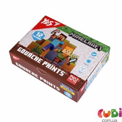 Фарби гуашеві Yes Minecraft 12 кольорів 20 мл (230407)