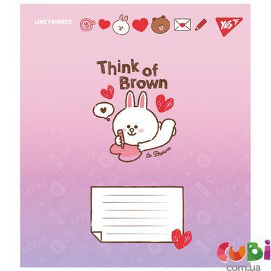 Зошит учнівський А5/12 коса лінія, Yes Line Friends. Love letter.