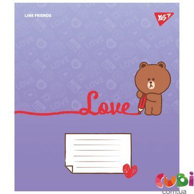 Зошит учнівський А5/12 коса лінія, Yes Line Friends. Love letter.