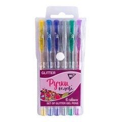 Ручки гелеві YES "Glitter", 6шт./наб. (411702)