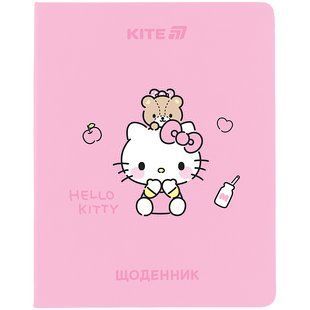 Дневник школьный Kite Hello Kitty HK25-264-1, твердый переплет, искусственная кожа