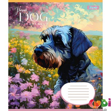 Тетрадь ученическая А5/12 лин. 1B Floral dog.