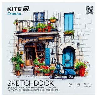 Скетчбук для работ маркерами Kite Creative (K-1282), 21*21см, 30 листов