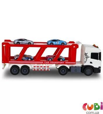 Игровой набор серии "Large Truck" &ndash; АВТОПЕРЕВОЗЧИК SCANIA (автоперевозчик, 4 машины, свет, звук)