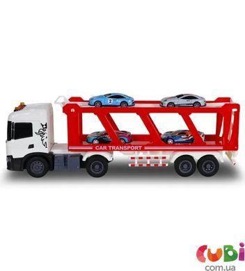 Игровой набор серии "Large Truck" &ndash; АВТОПЕРЕВОЗЧИК SCANIA (автоперевозчик, 4 машины, свет, звук)