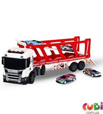 Игровой набор серии "Large Truck" &ndash; АВТОПЕРЕВОЗЧИК SCANIA (автоперевозчик, 4 машины, свет, звук)