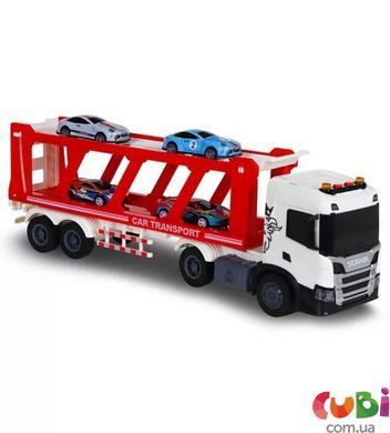 Игровой набор серии "Large Truck" &ndash; АВТОПЕРЕВОЗЧИК SCANIA (автоперевозчик, 4 машины, свет, звук)