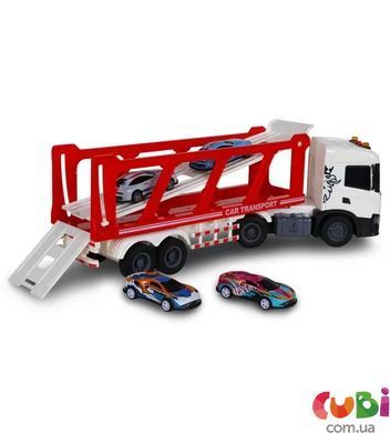 Игровой набор серии "Large Truck" &ndash; АВТОПЕРЕВОЗЧИК SCANIA (автоперевозчик, 4 машины, свет, звук)