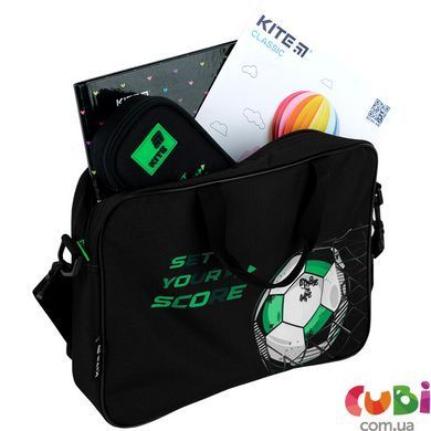 Шкільна текстильна сумка Kite A4, 1 від., 589 Football (K26-589-2), Чорний
