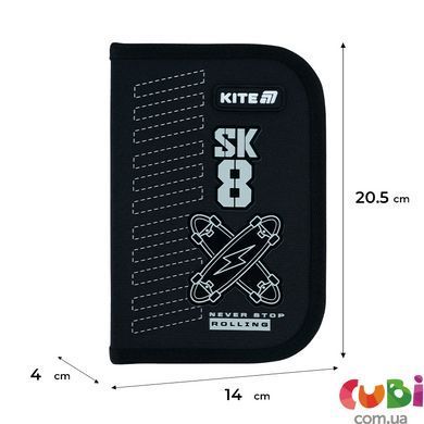 Пенал Kite 1 отделение, 2 отворота, без наполнения 622 Skate (K26-622-4), Чорний