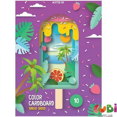 Картон кольоровий односторонній Kite А4 (10арк/ 10кол), папка, Kite (K23-1255)
