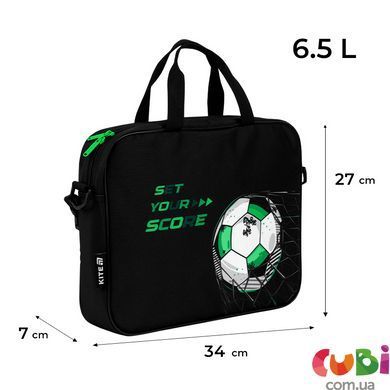 Шкільна текстильна сумка Kite A4, 1 від., 589 Football (K26-589-2), Чорний