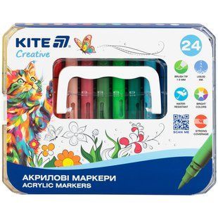Маркери акрилові з рідкими чорнилами Kite Creative (K-1162), 24 кольори