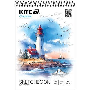 Скетчбук для акварелі, A5, 20 арк., спіраль, Kite Creative (k-1283)