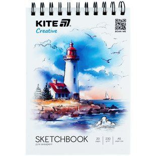 Скетчбук на спирали для акварели Kite Creative (K-1283), А5, 20 листов