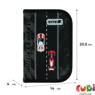 Пенал Kite 1 отделение, 1 отворот, без наполнения 621 Race&Win (K26-621-4), Чорний