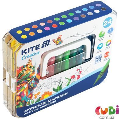 Маркери акрилові з рідкими чорнилами Kite Creative (K-1162), 24 кольори