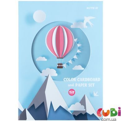Набор бумаги и картона Kite A4 (7+7), папка, Kite (K24-1256)