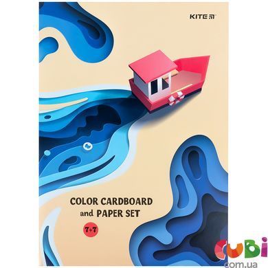 Набор бумаги и картона Kite A4 (7+7), папка, Kite (K24-1256)