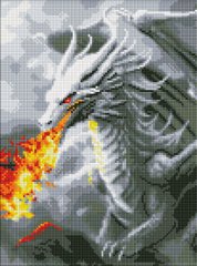 Набір з алмазною мозаїкою без підрамника Вогнедишний дракон з АВ стразами 30х40см, AMC7832
