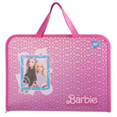 Папка-портфель Yes FC на блискавці з тканинними ручками Barbie рожевий