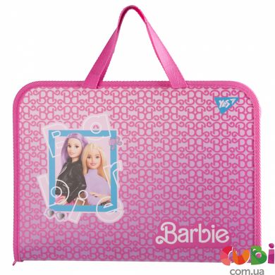 Папка-портфель Yes FC на блискавці з тканинними ручками Barbie рожевий