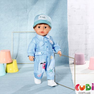 Набор одежды для куклы BABY BORN - ДЖИНСОВЫЙ СТИЛЬ (джинс. комбинезон, шапка, обувь)