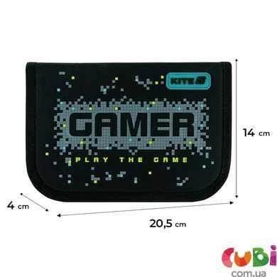 Пенал Kite 1 отделение, 1 отворот, без наполнения 621 Play the Game (K26-621-8), Чорний