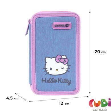 Пенал Kite 2 отделения, без наполнения 623 HK (HK26-623), блакитний, рожевий
