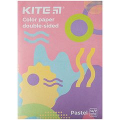 Папір кольоровий двосторонній (14 аркушів, 7 кольорів),пастель, А4 Kite Fantasy