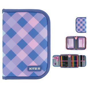 Пенал Kite с наполнением 622H Purple Chequer, комбинированый