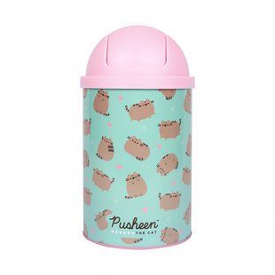 Настольный мусорный контейнер Yes &ldquo;Pusheen&rdquo; металлический, 10х18см (708571)