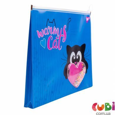 Папка-конверт YES на молнии A4 "Meow", с бабл