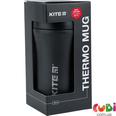 Термокружка з трубочкою 400 мл, чорна (K22-457-01)