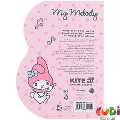 Блокнот Kite My Melody (HK26-223-3), А6, 60 аркушів, клітинка