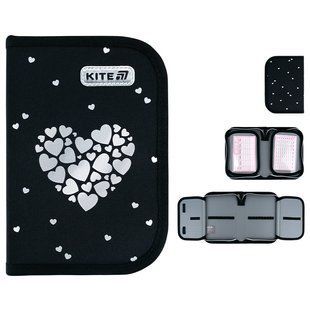 Пенал Kite 1 отделение, 2 отворота, без наполнения 622 Black&Silver (K26-622-5), Чорний
