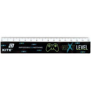 Линейка пластиковая Kite Next Level, (K26-090-2), 15 см, Чорний