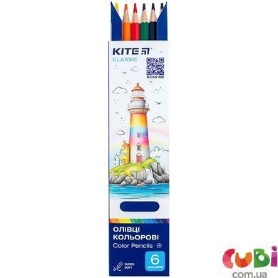 Кольорові олівці Kite Classic, 6 шт., K-050