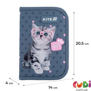 Пенал з наповненням Kite Studio Pets SP25-622H-1, 1 відділення, 2 клапани
