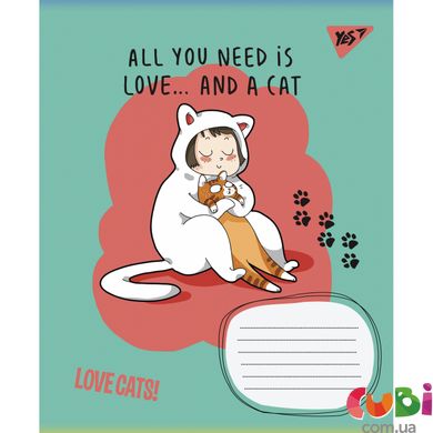 Зошит для записів А5 24 клітинка 1 Вересня Love cats, зошит учнів. (765887)