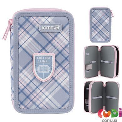 Пенал без наповнення Kite College Line Дівчина K25-623-1, 2 відділення, комбінований