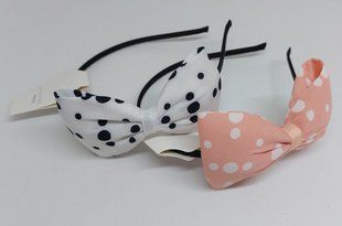 Обруч с бантом в горошек (ba3090)