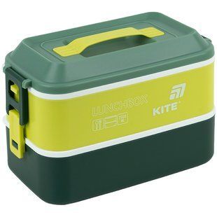 Ланчбокс Kite двойной с наполнением 2000 мл, зеленый (K25-1184-3)