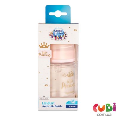 Бутылка антиколиковая с широким отверстием 120 мл PP Easystart Royal baby розовая (35/233_pin) Canpol babies