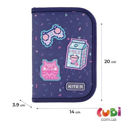 Пенал Kite 1 від., 2 відв., з наповненням 622H Pixel Love