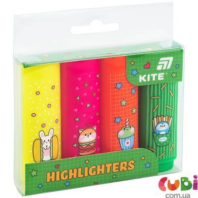 Маркер Highlighter Kite (K26-445-1), набор 4-х, неон