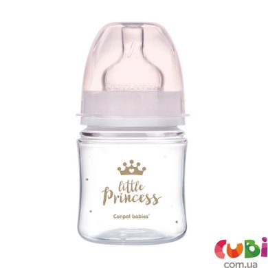 Пляшка антиколікова з широким отвором 120 мл PP Easystart Royal baby рожева (35/233_pin) Canpol babies